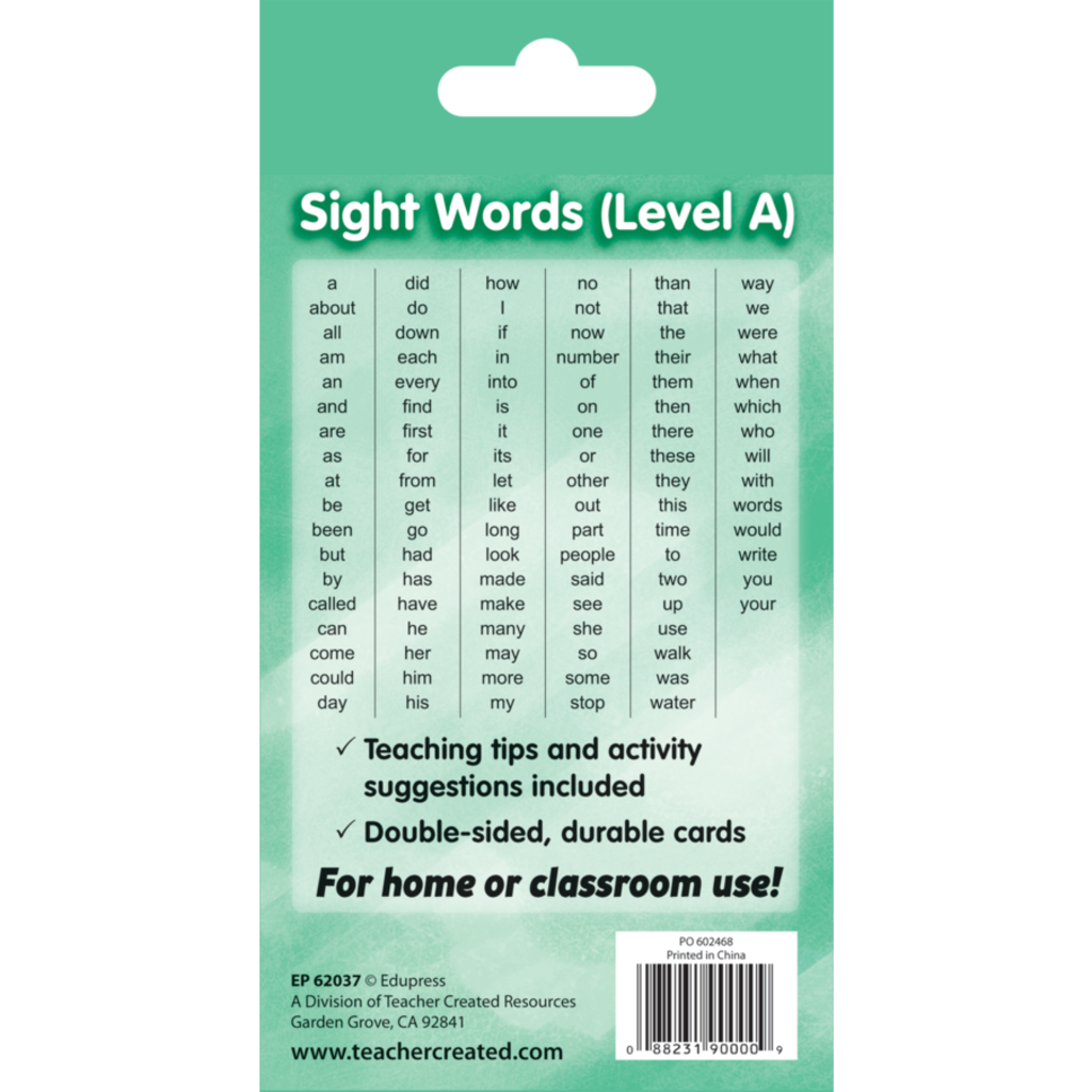 Teacher Created Resources Flash Cards Sight Words - Level A