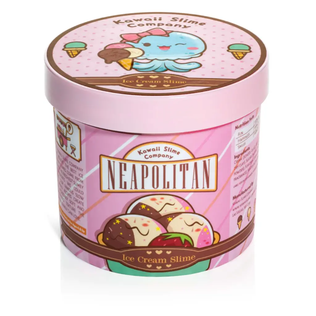 KAWAII SLIME COMPANY Kawaii Neapolitan Scented Ice Cream Pint Slime