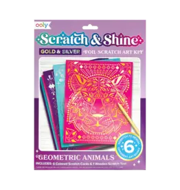 Ooly Scratch & Shine Foil Scratch Art Kit - Geometric Animals