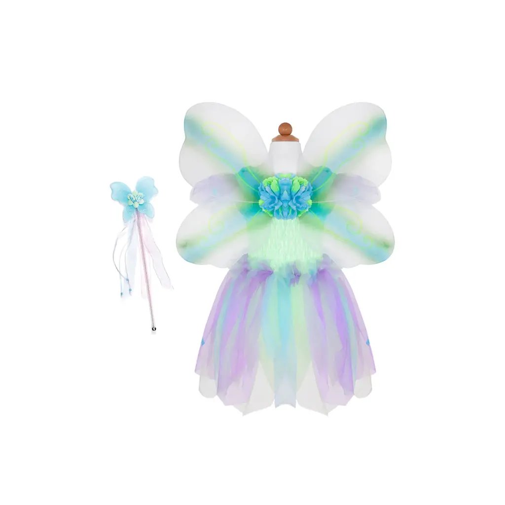 CREATIVE EDUCATION Butterfly Dress & Wings With Wand, Green/Multi, Size 5-6