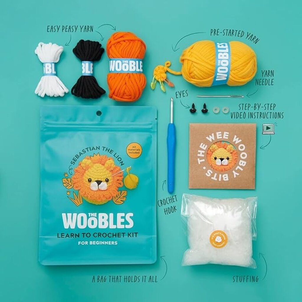 The Woobles Sebastian the Lion Beginner Crochet Kit