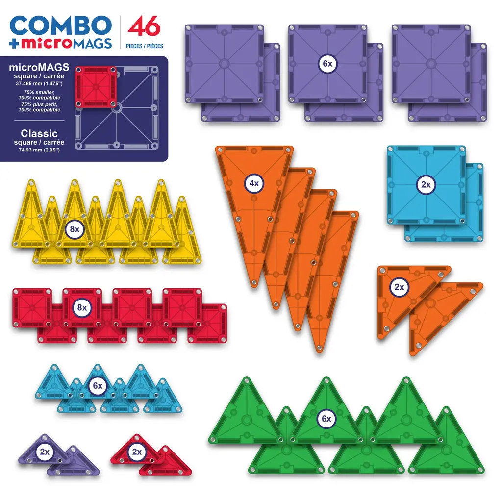 VALTECH Magna-Tiles +microMAGS Combo 46-Piece Set
