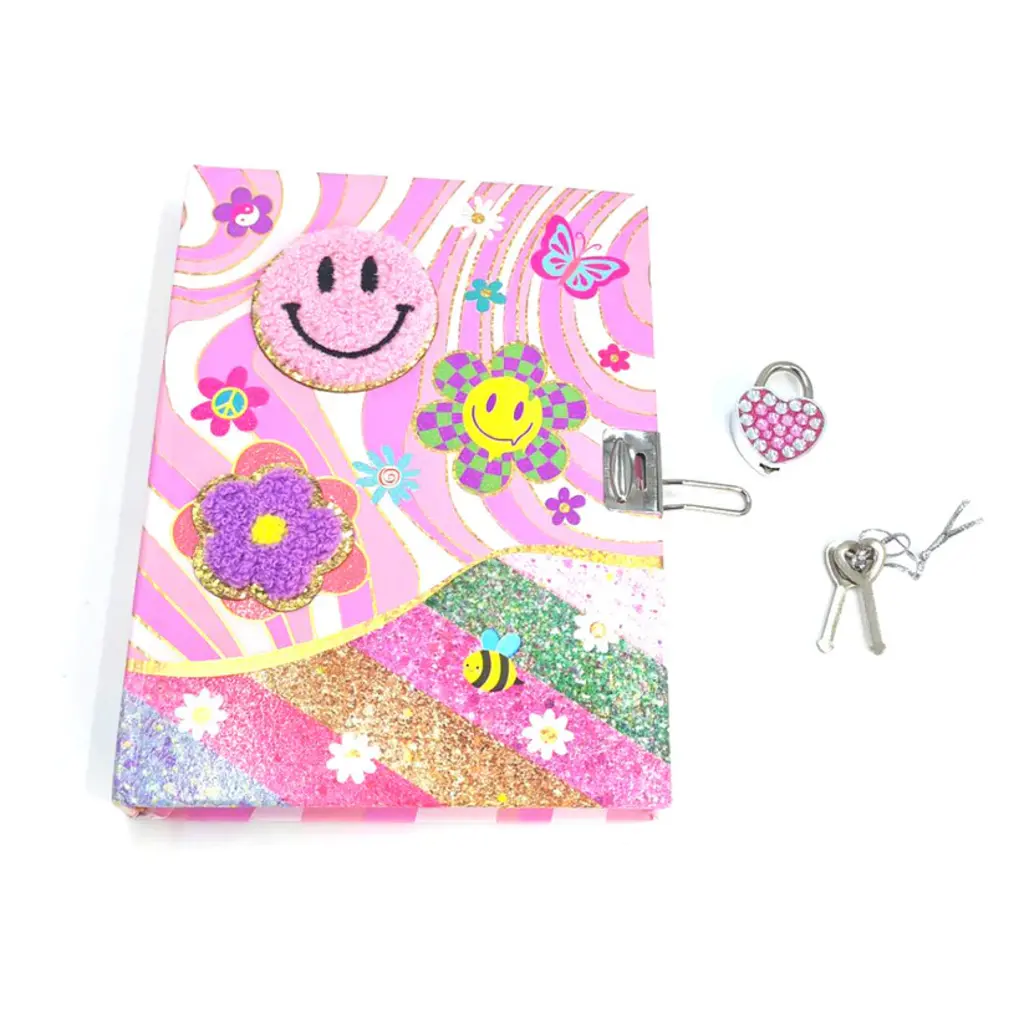 HOT FOCUS Groovy Flower Diary w/ Lock & Keys