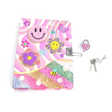 HOT FOCUS Groovy Flower Diary w/ Lock & Keys