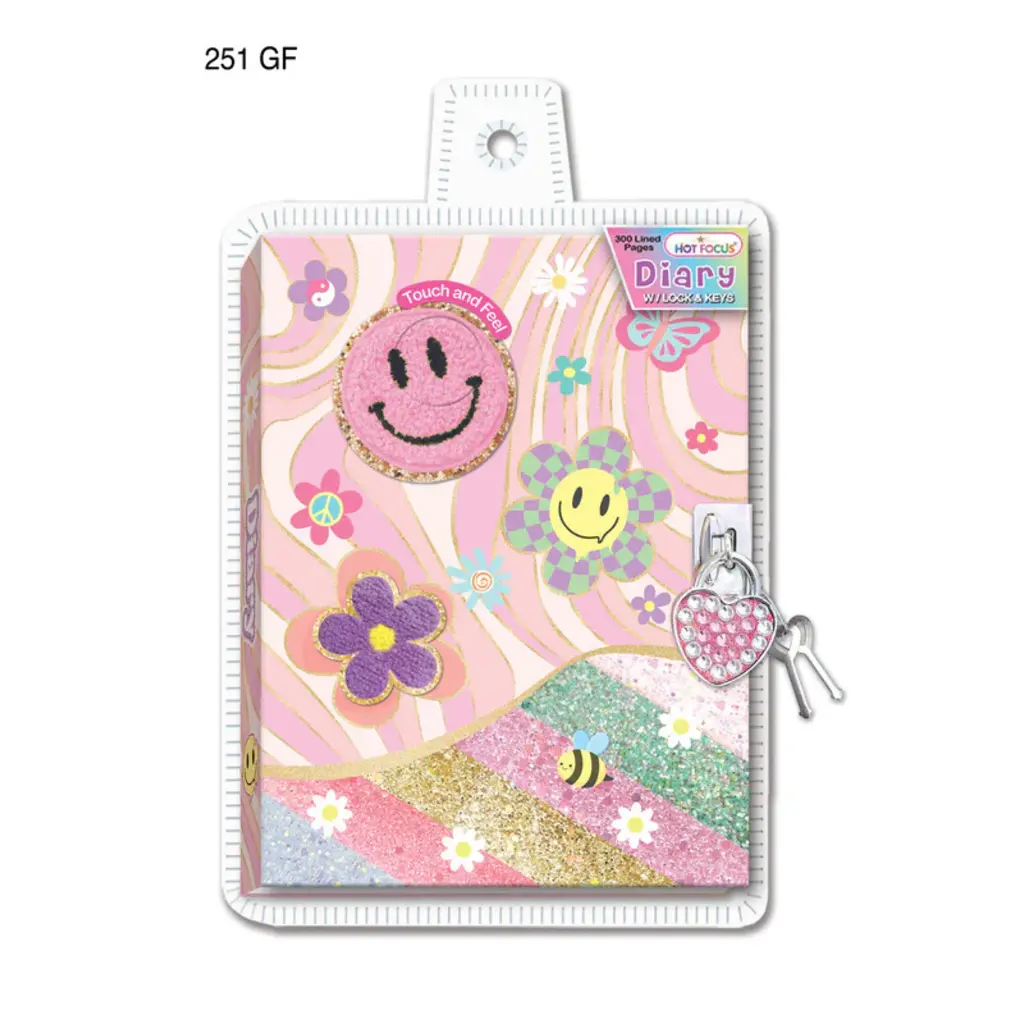 HOT FOCUS Groovy Flower Diary w/ Lock & Keys