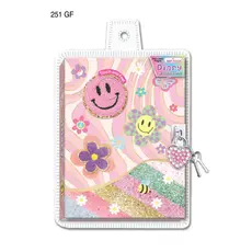HOT FOCUS Groovy Flower Diary w/ Lock & Keys