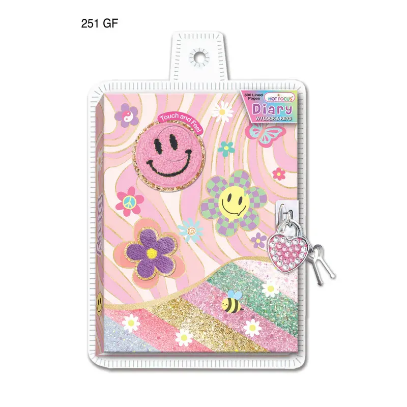 HOT FOCUS Groovy Flower Diary w/ Lock & Keys