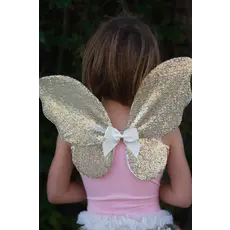 CREATIVE EDUCATION Gracious Gold Sequins Skirt, Wings, & Wand Size 4