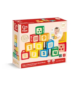 HAPE INTERNATIONAL Grip-n-Stack Silicone & Wood Blocks 6-24M