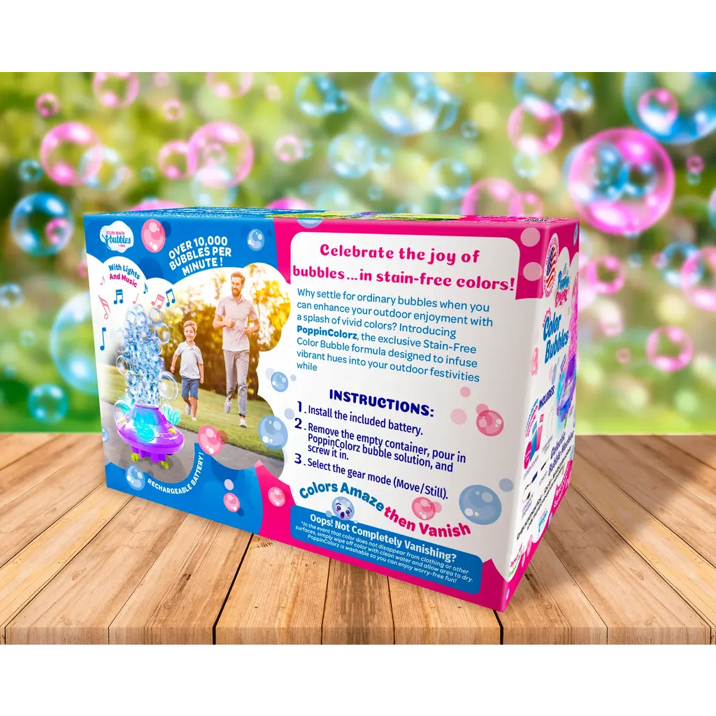 SOUTH BEACH BUBBLES PoppinColorz Galactic Color Bubble Machine