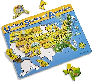 USA Map Wooden Puzzle 46 pcs