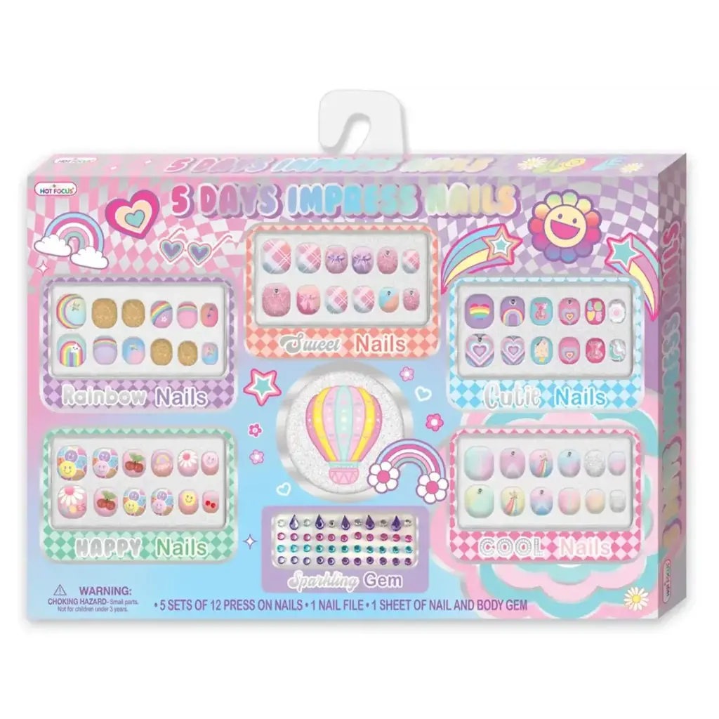 HOT FOCUS 5 Days Impress Nails, Rainbow