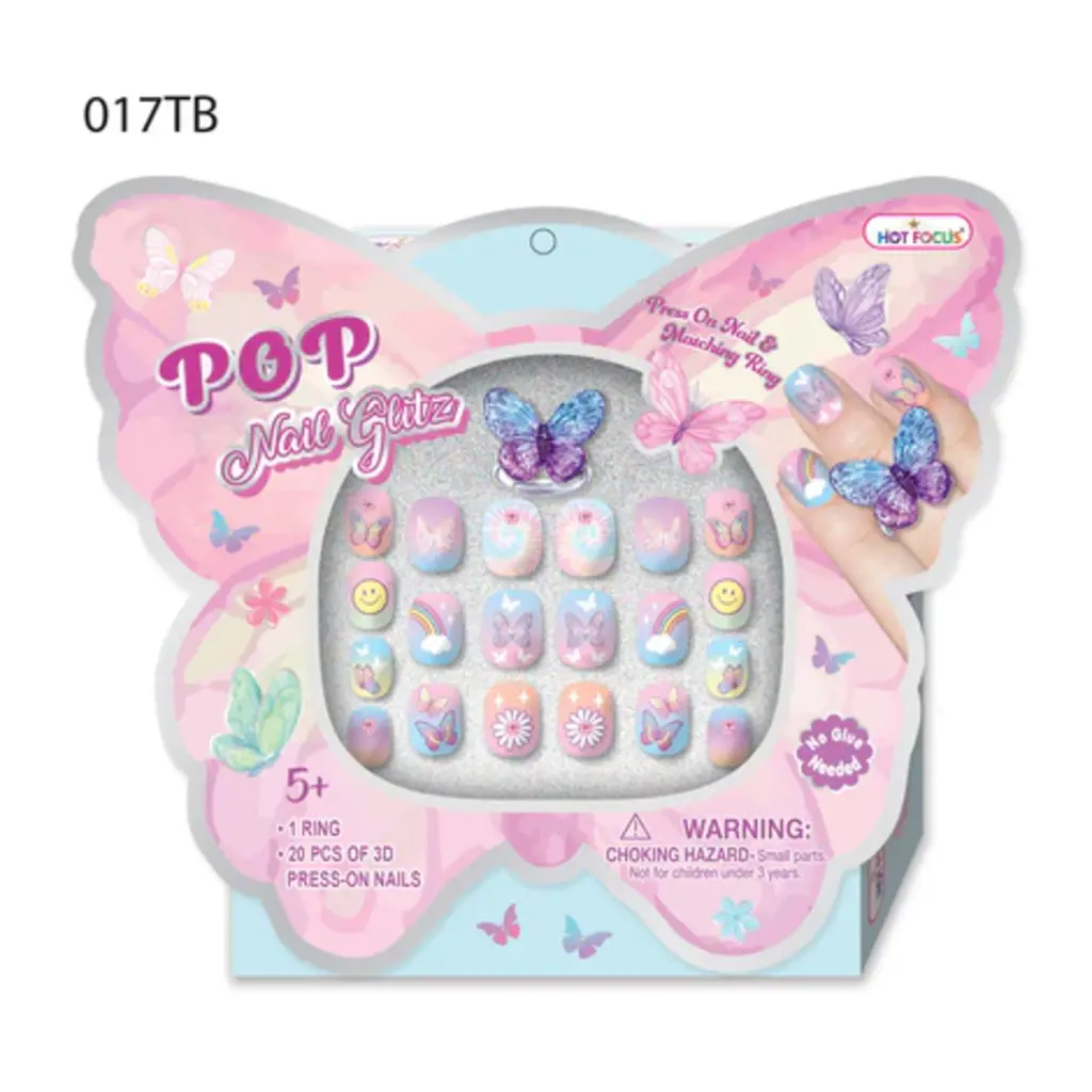 HOT FOCUS Pop Nail Glitz, Tie Dye Butterfly