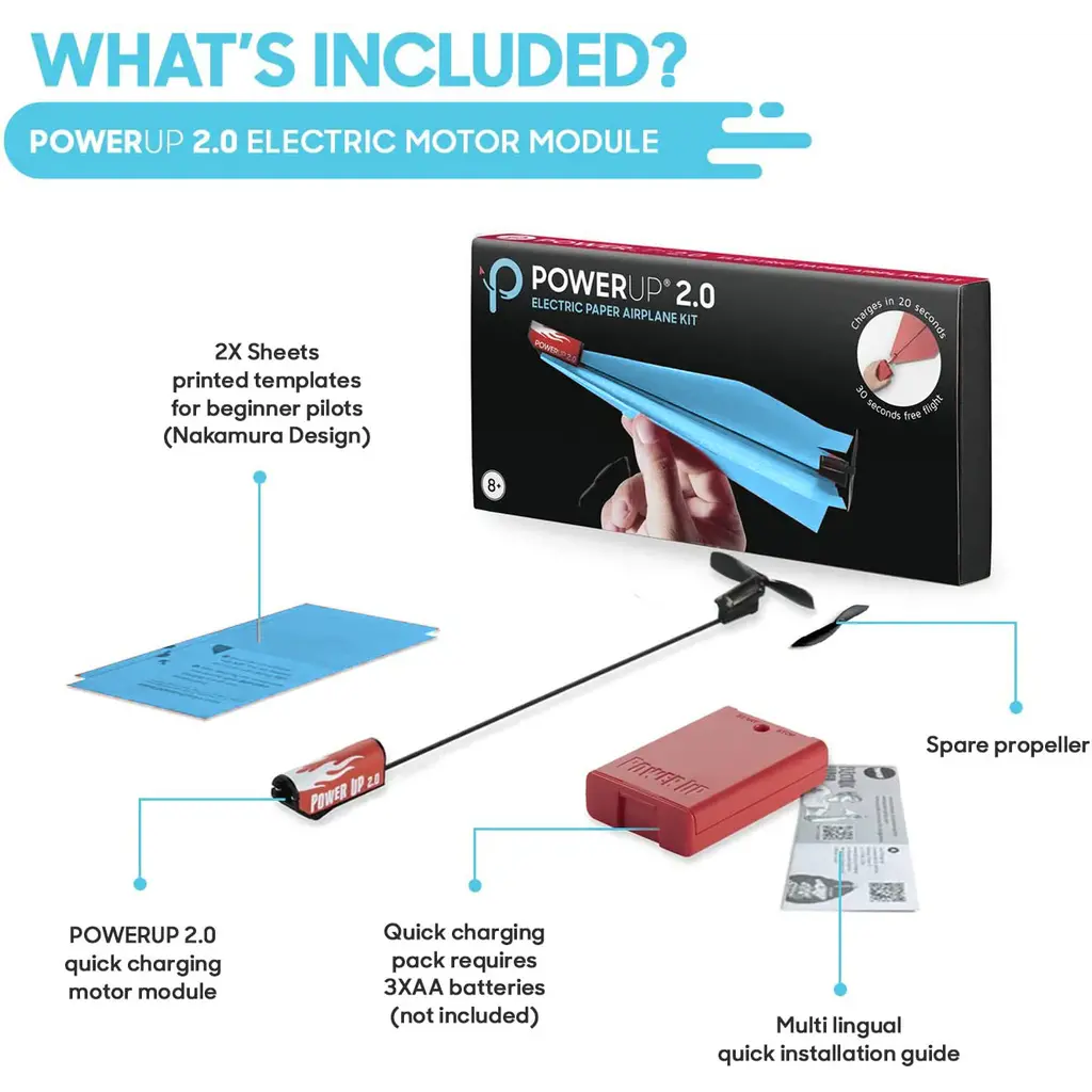 POWERUP TOYS Powerup 2.0 Paper Airplane Conversion Kit - Blue