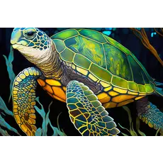 MICROPUZZLES Micropuzzles - Stained Glass Sea Turtle
