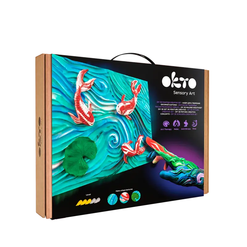 FAINO/WISE ELK DIY 3D painting creative set ” Koi Carps” TM OKTO 30*40 сm