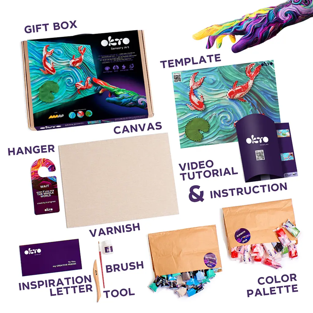 FAINO/WISE ELK DIY 3D painting creative set ” Koi Carps” TM OKTO 30*40 сm