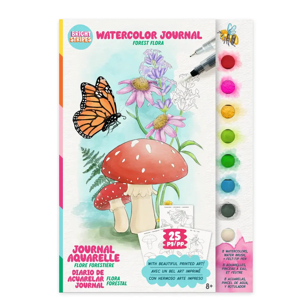 BRIGHT STRIPES Watercolor Journal Flora
