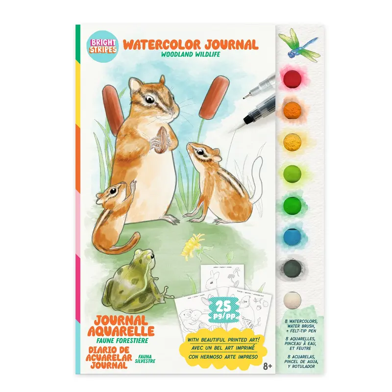 BRIGHT STRIPES WaterColor Journal Fauna
