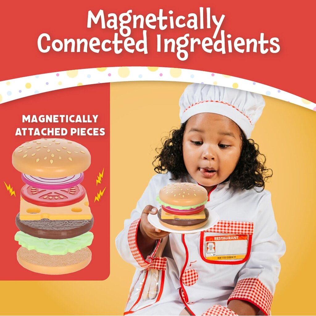 POPULAR PLAYTHINGS Magnetic Build & Grill Burger Set 3+