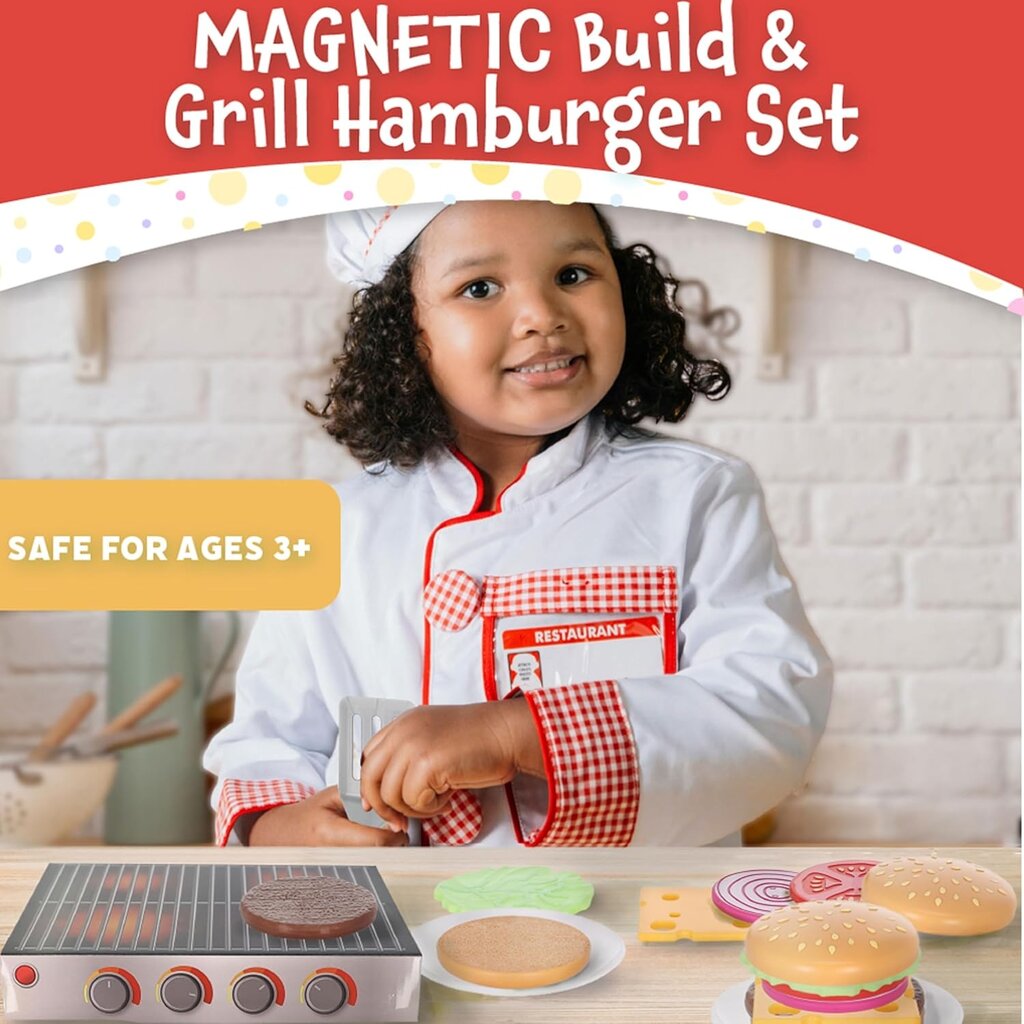 POPULAR PLAYTHINGS Magnetic Build & Grill Burger Set 3+