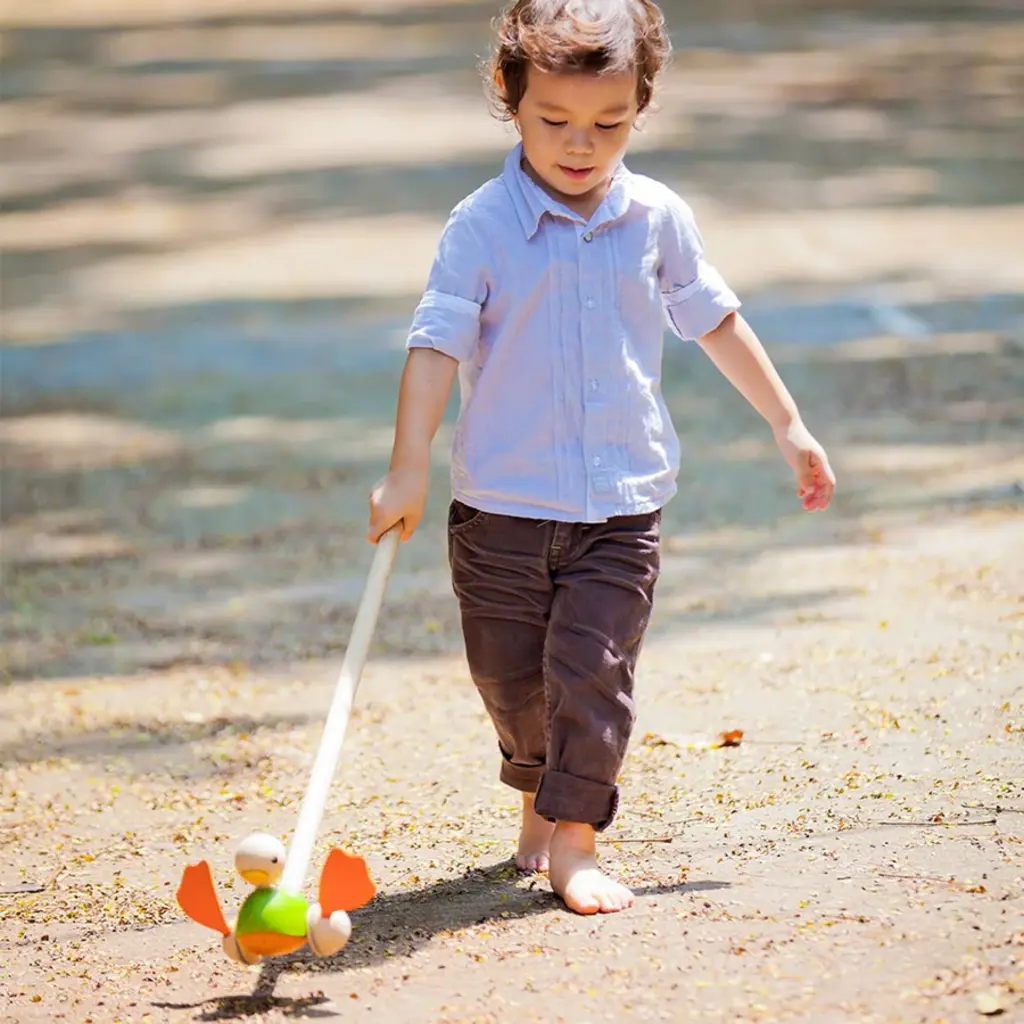 PLAN TOYS Push Along Duck *In Store Pick Up Only*