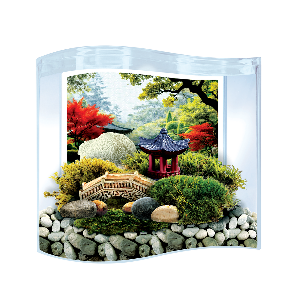 SILVER CIRCLE PRODUCTS Bonsai Moss & Rock Garden Wave Terrarrium