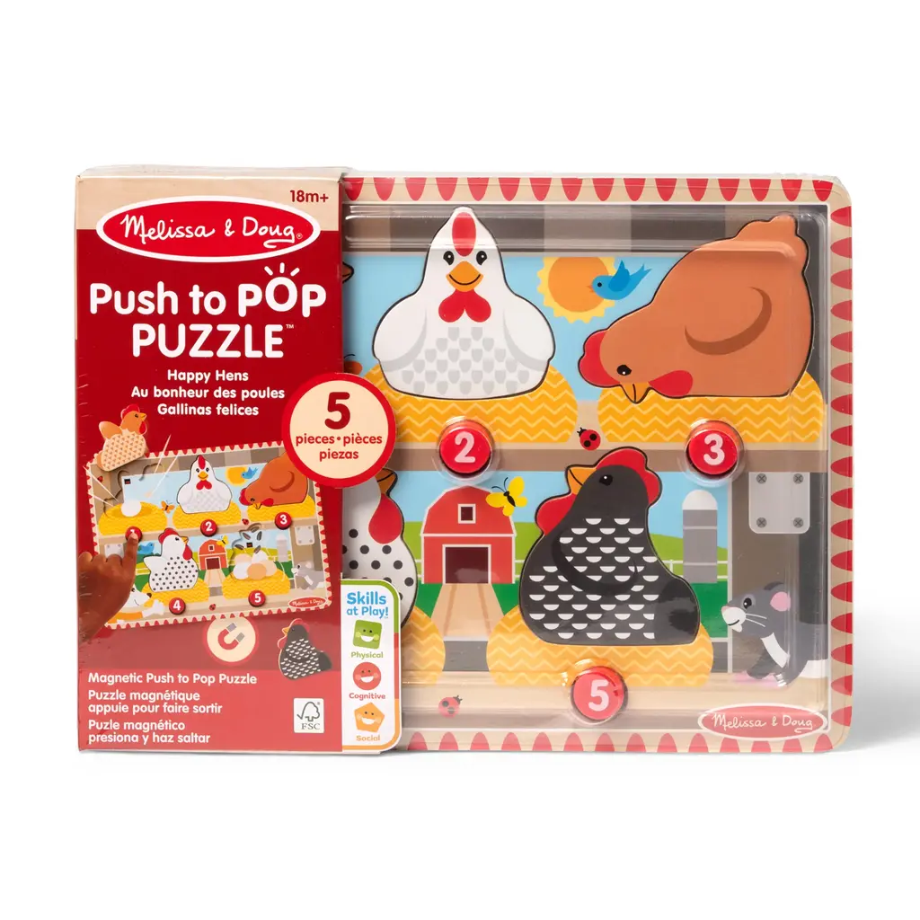 MELISSA & DOUG Push to Pop Puzzle Happy Hens