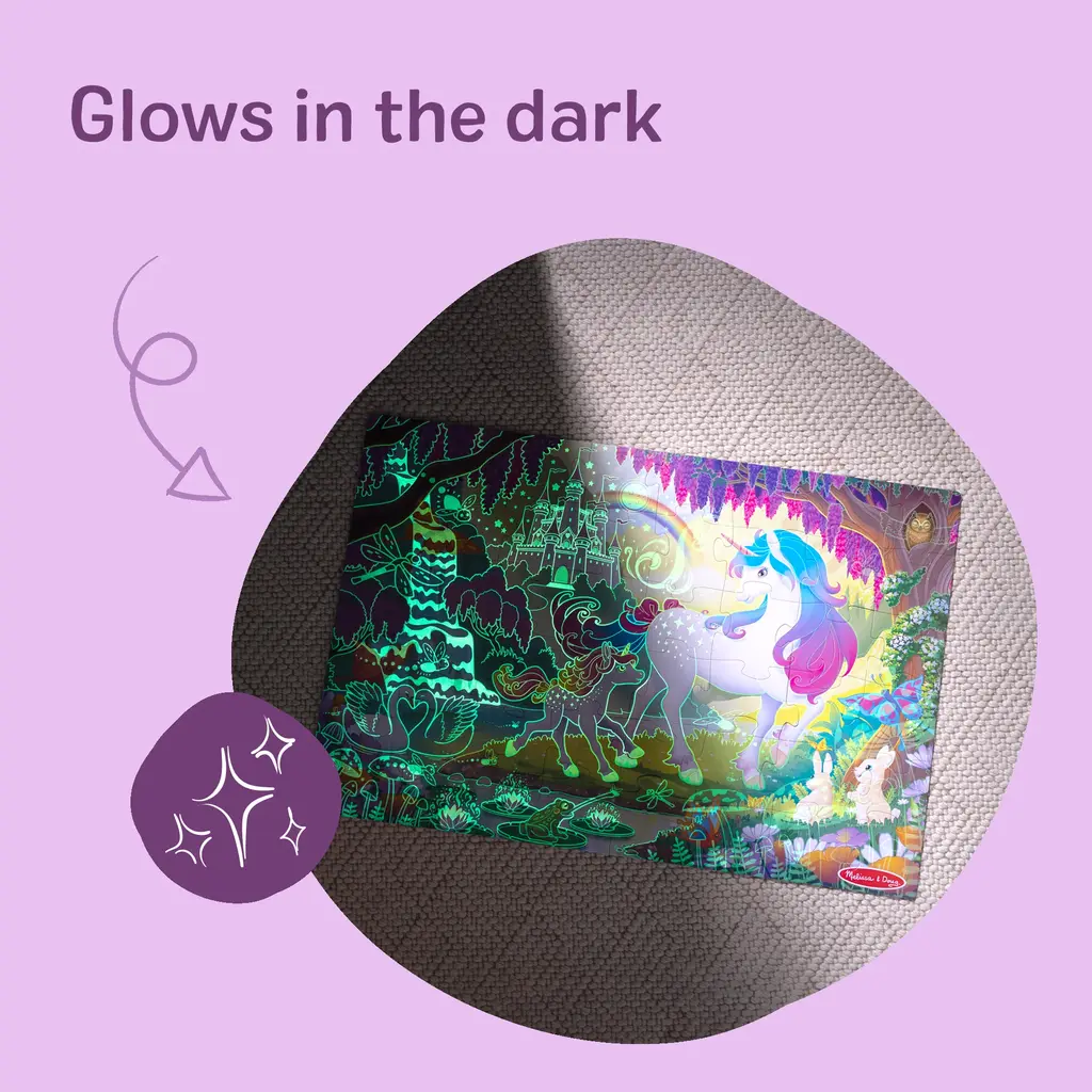 MELISSA & DOUG Glow in the Dark Floor Puzzle - Magical Unicorn