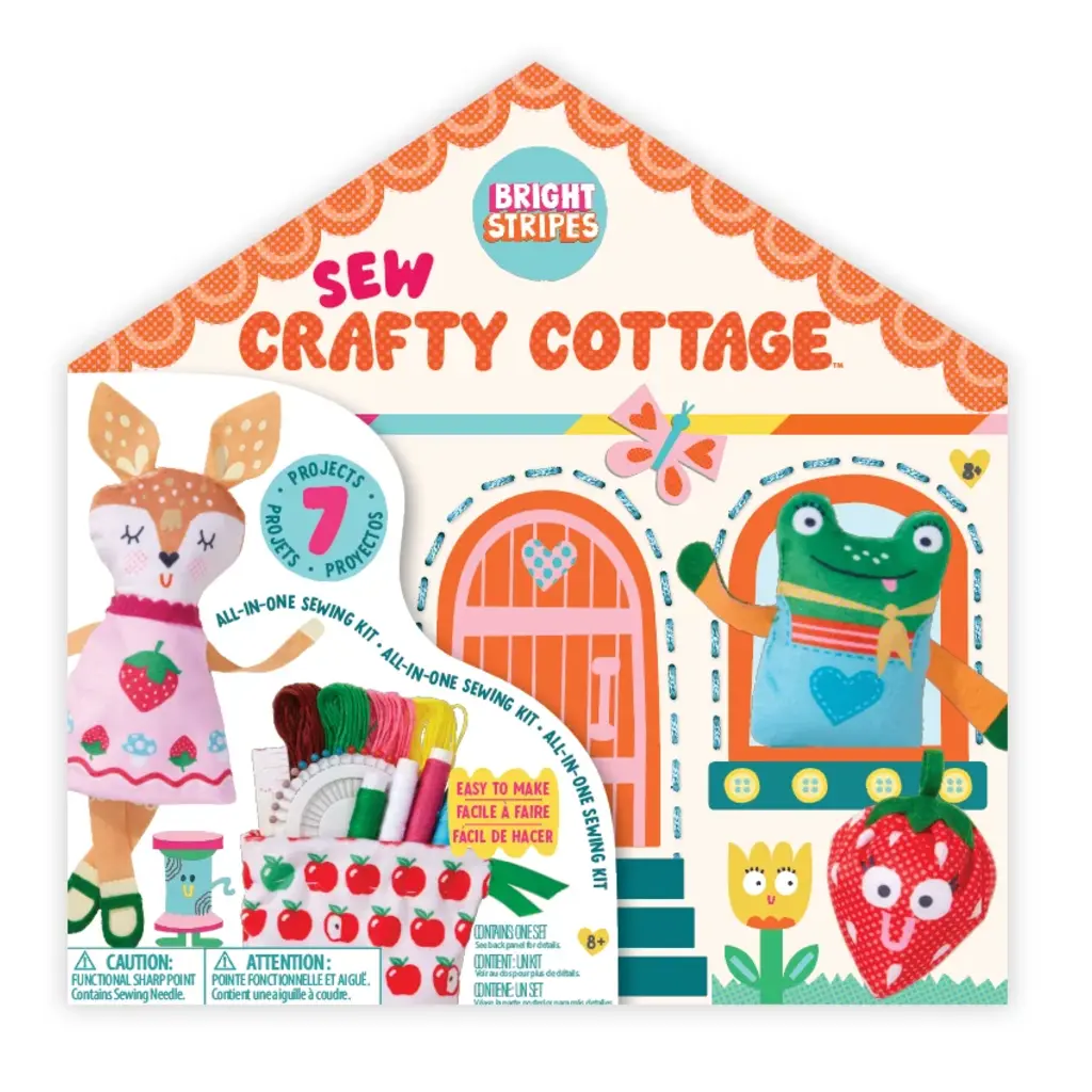 BRIGHT STRIPES Sew Crafty Cottage All-in-One Sewing Box