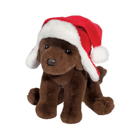 DOUGLAS CUDDLE TOYS Chocolate Lab with Santa Bomber Hat