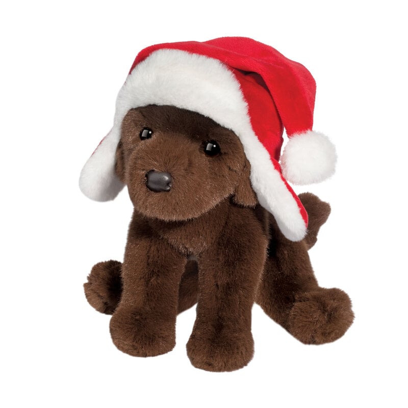 DOUGLAS CUDDLE TOYS Chocolate Lab with Santa Bomber Hat
