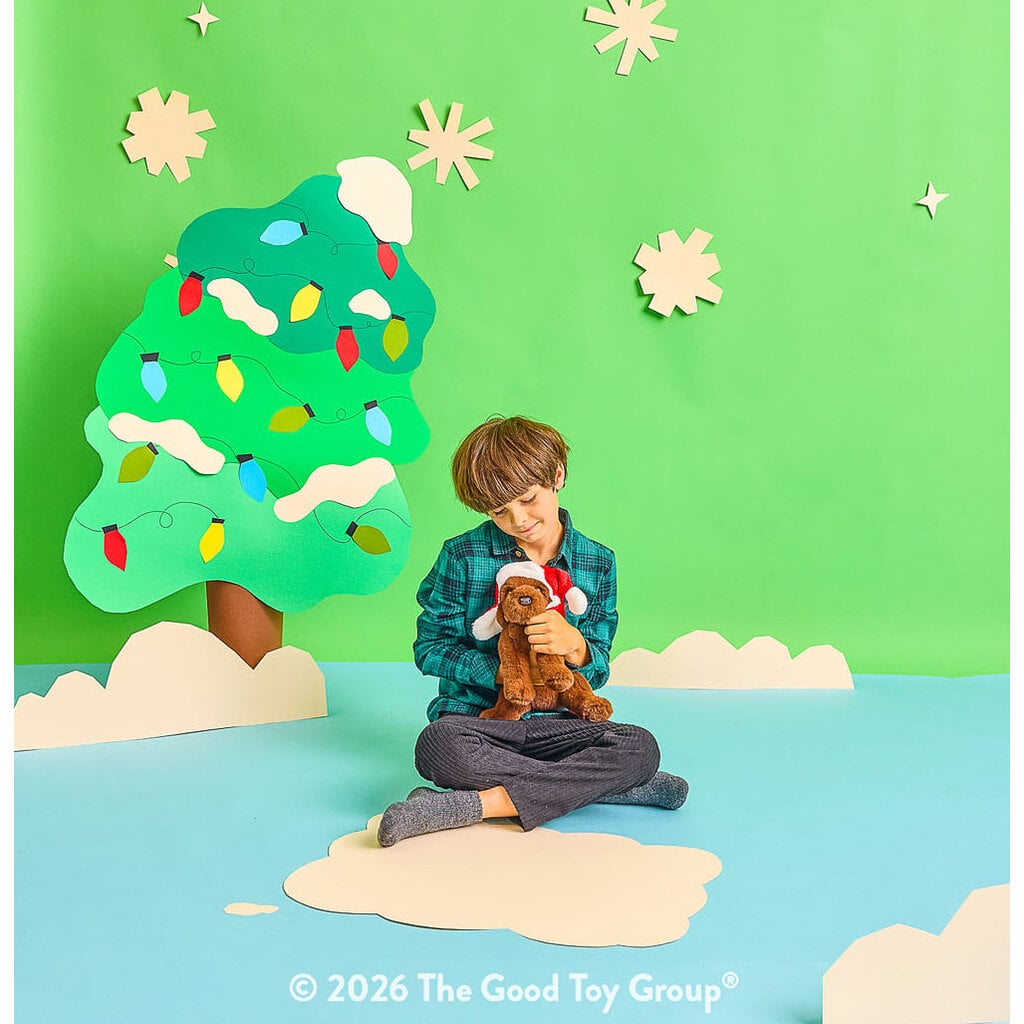 DOUGLAS CUDDLE TOYS Chocolate Lab with Santa Bomber Hat