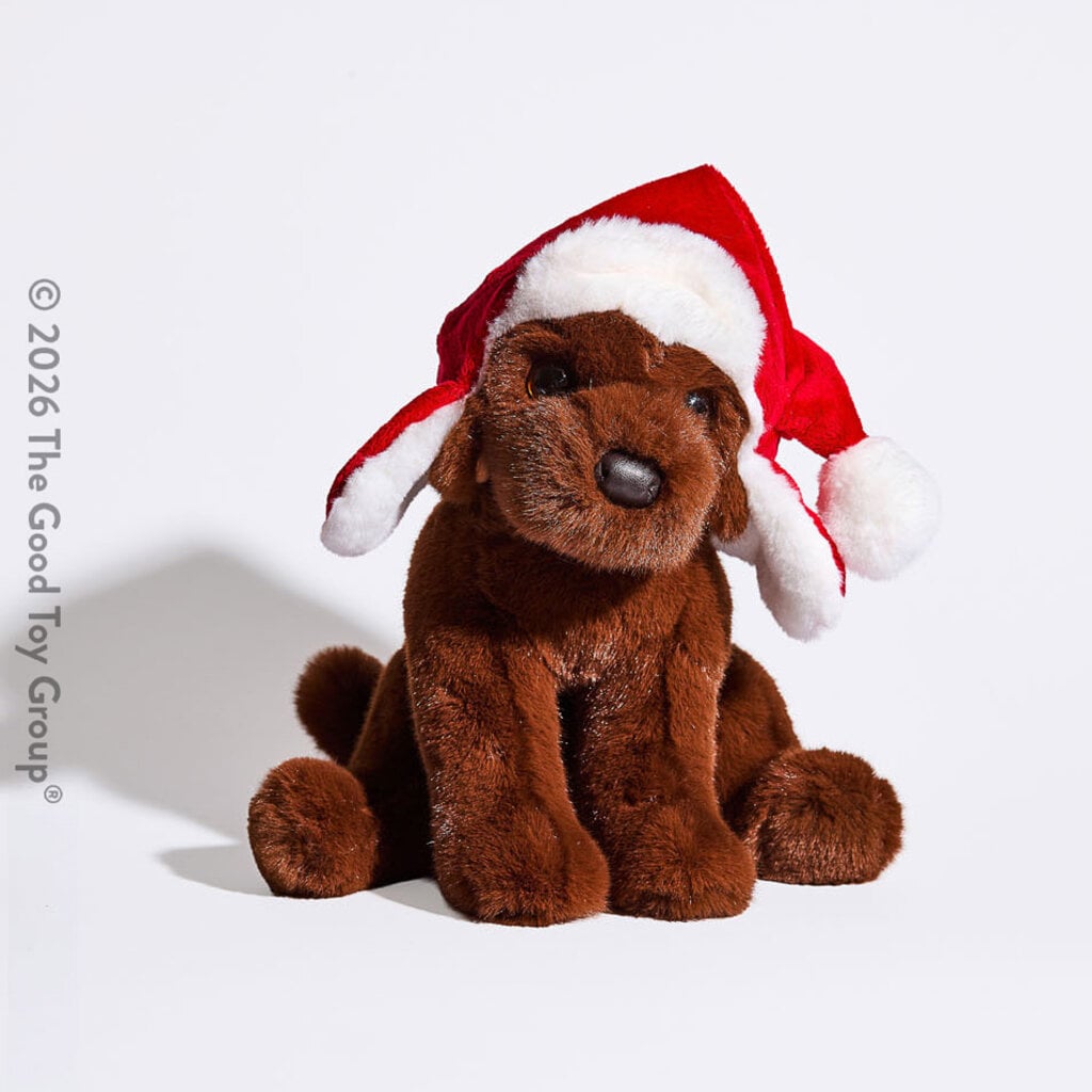 DOUGLAS CUDDLE TOYS Chocolate Lab with Santa Bomber Hat