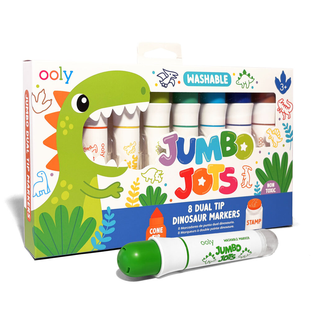 OOLY Jumbo Jots 8 Dual Tip Dinosaur Markers