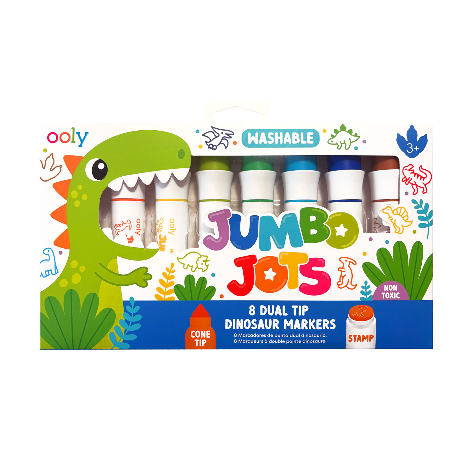 Jumbo Jots 8 Dual Tip Dinosaur Markers