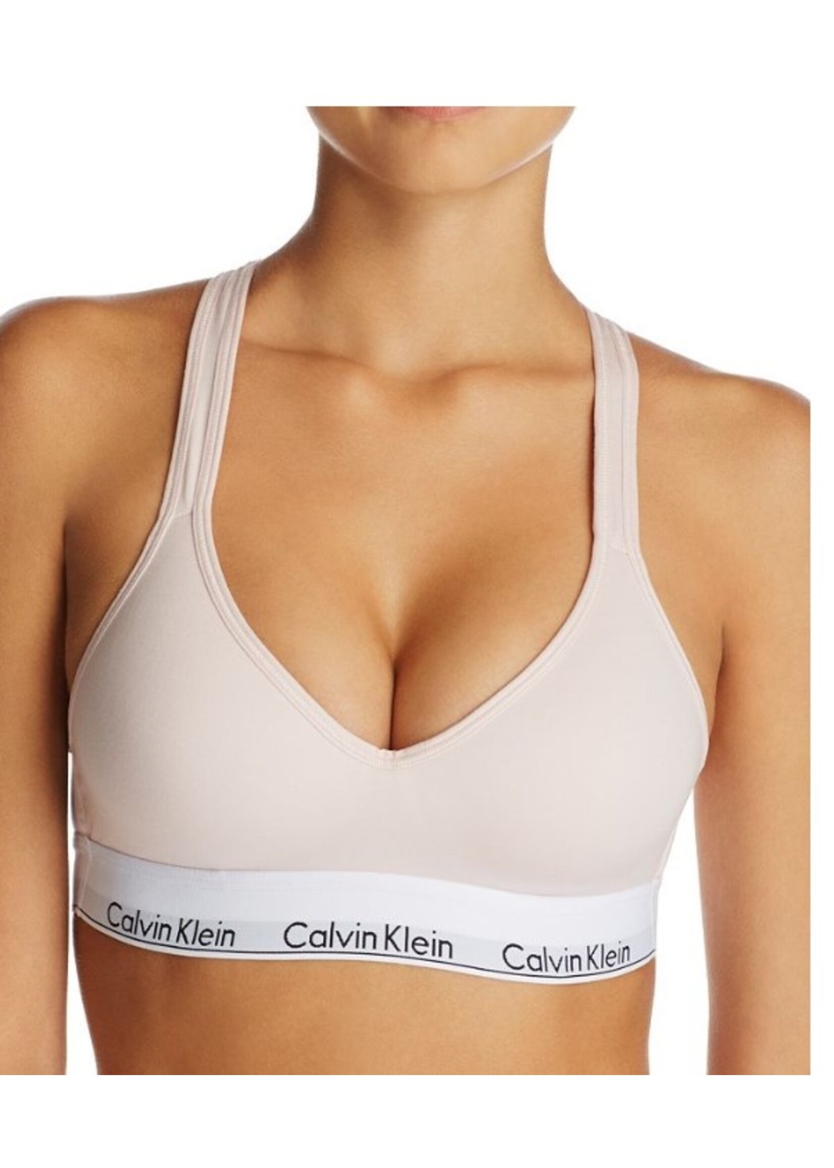 Calvin Klein Modern Cotton Padded Bralette In Snow Heather