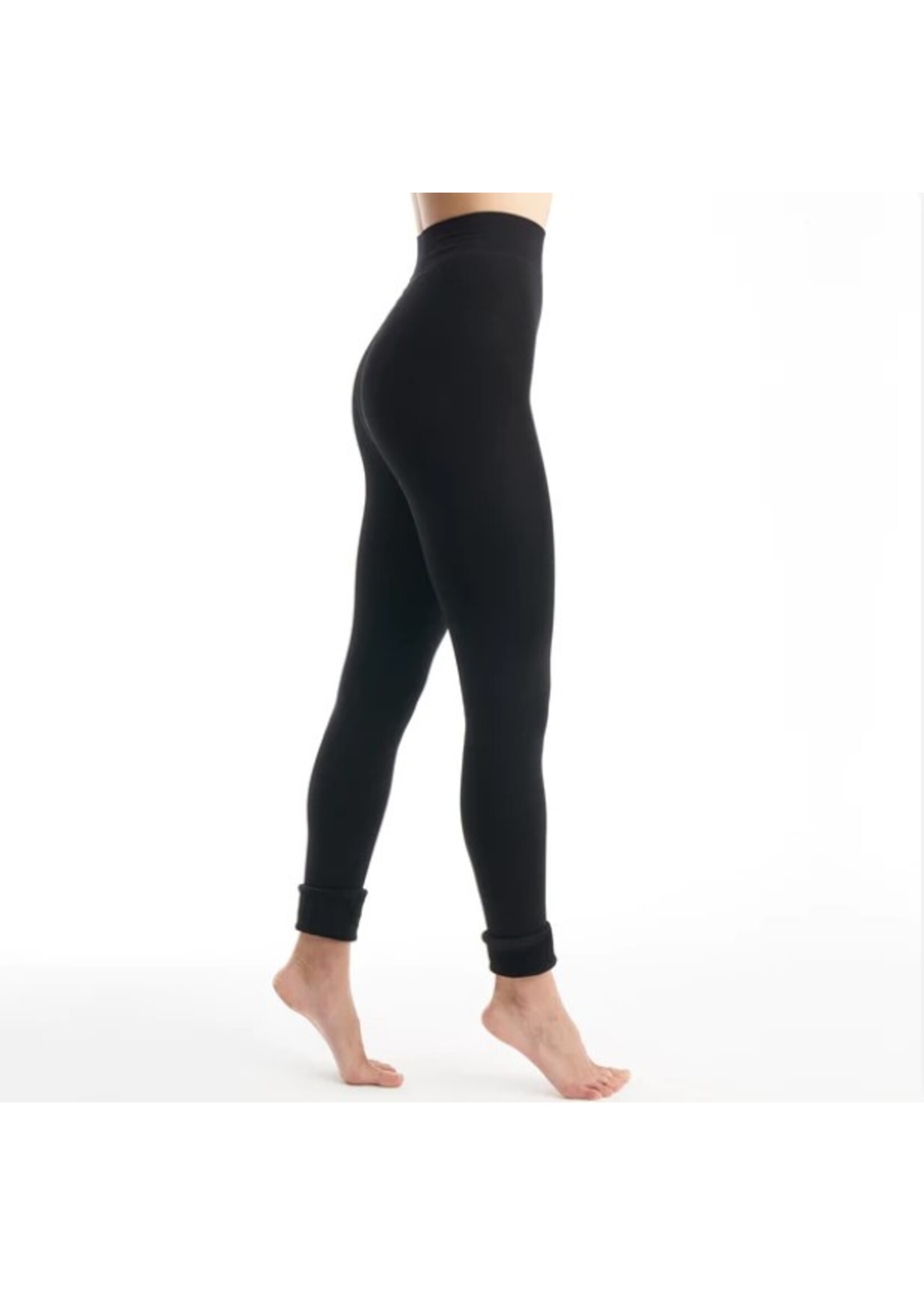 Women's High Waisted Seamless Faux Fur Lined Leggings - A New Day Black L/XL  - Helia Beer Co