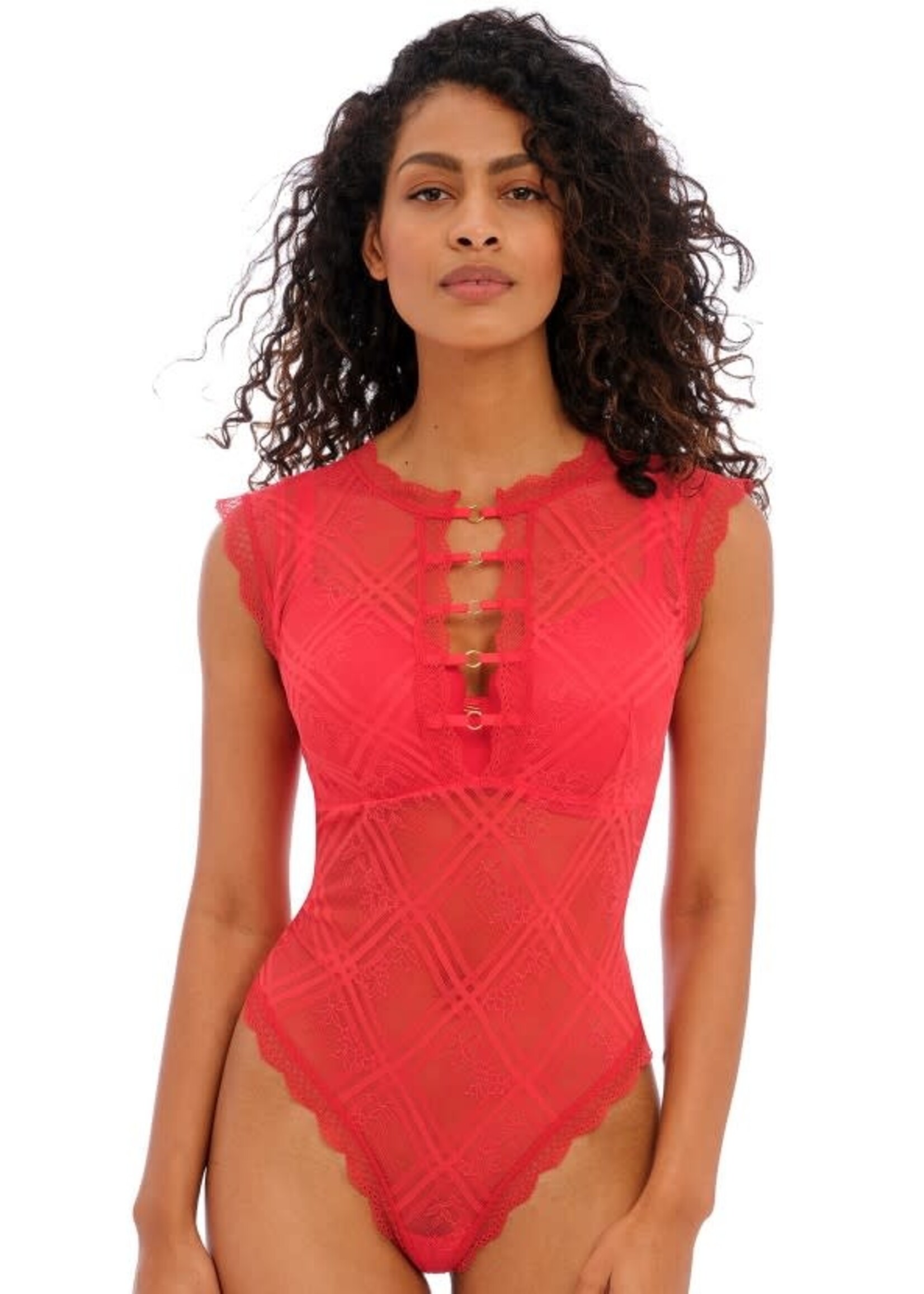 Shop FREYA Semi-transparante kanten body met string Freya Fatale