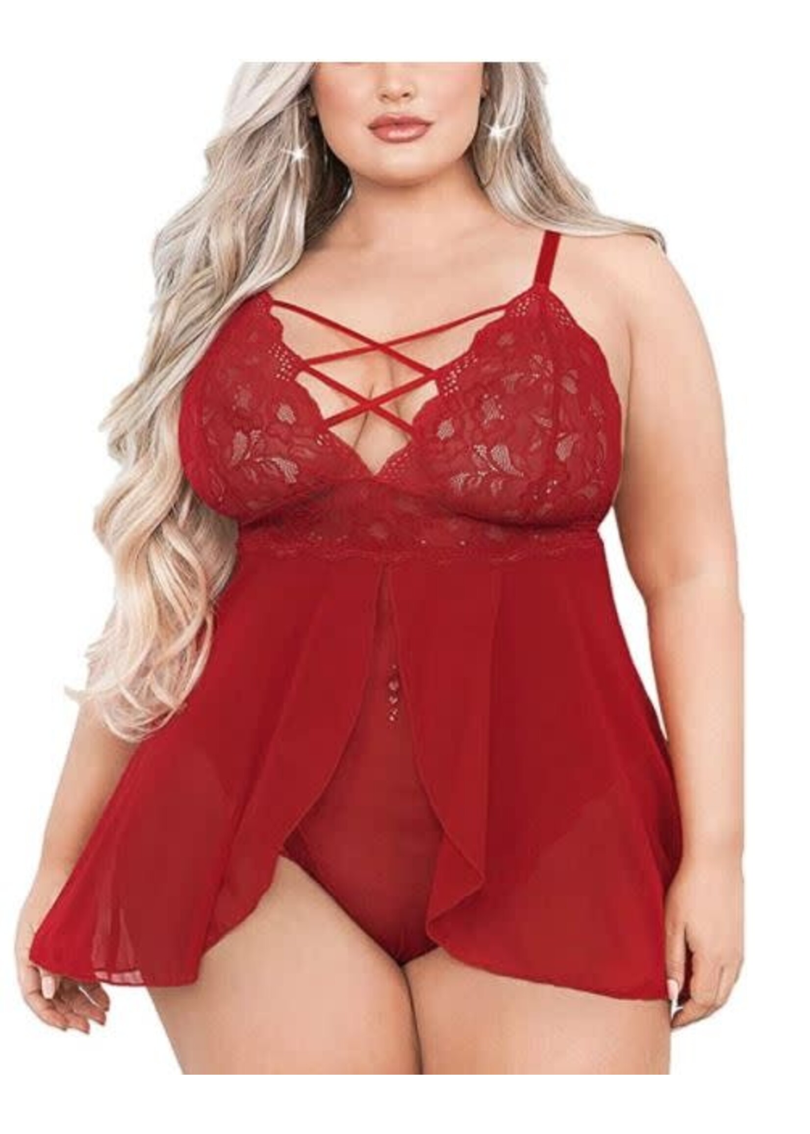 EVELUST Plus Size Sexy Lingerie for Women V-Neck High Waist Floral