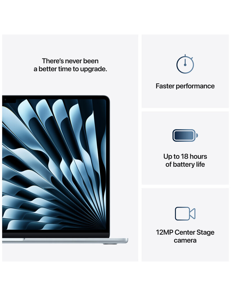 MacBook Air (2025) 15” M4 10-Core CPU 10-Core GPU 16GB 256GB SSD – Sky Blue