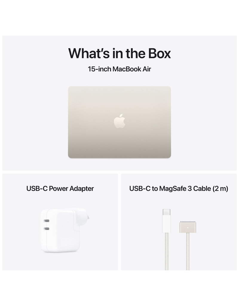 MacBook Air (2025) 15” M4 10-Core CPU 10-Core GPU 16GB 256GB SSD – Starlight