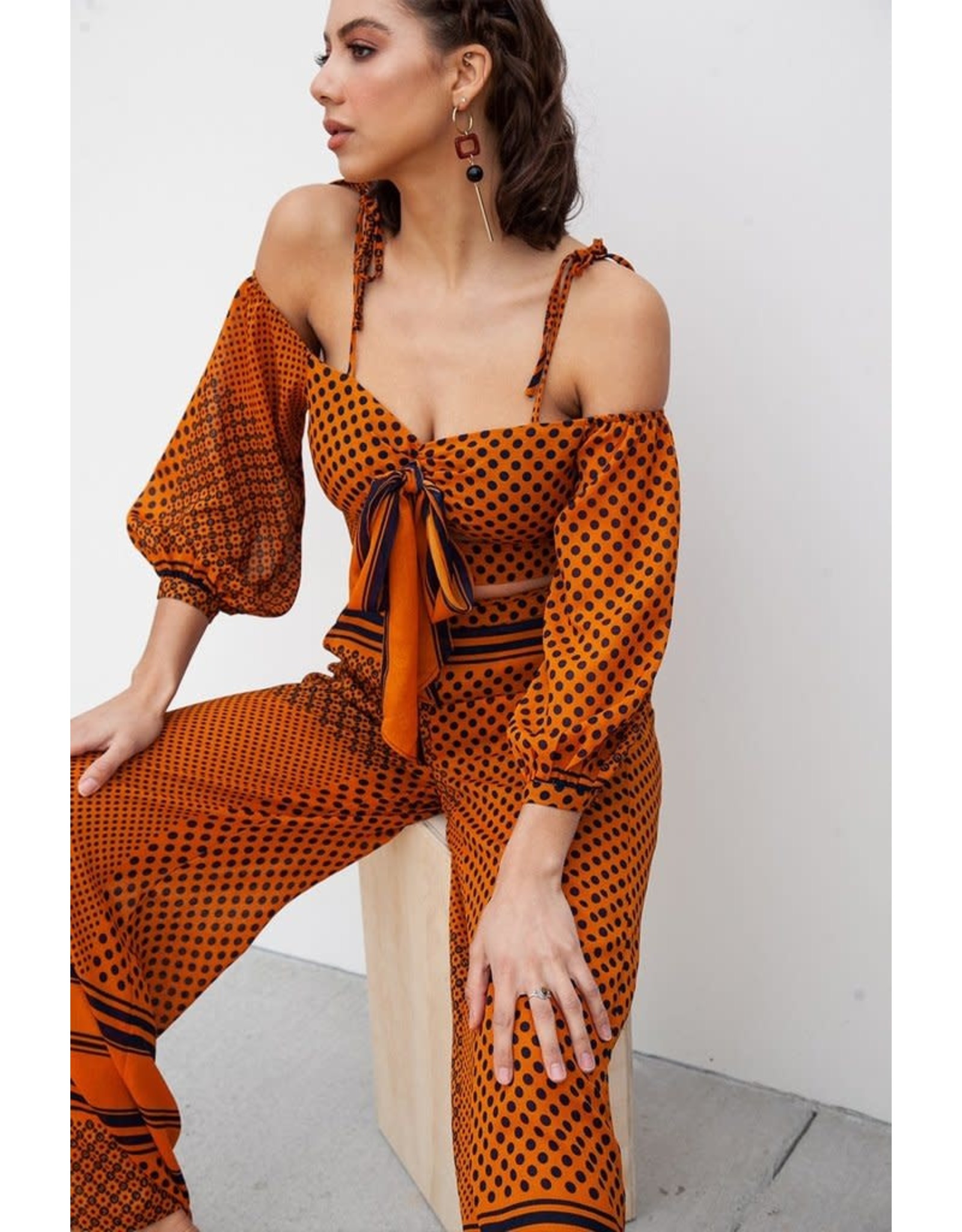 tan polka dot jumpsuit