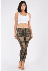Distressed Front and Bank Camo Jeans
