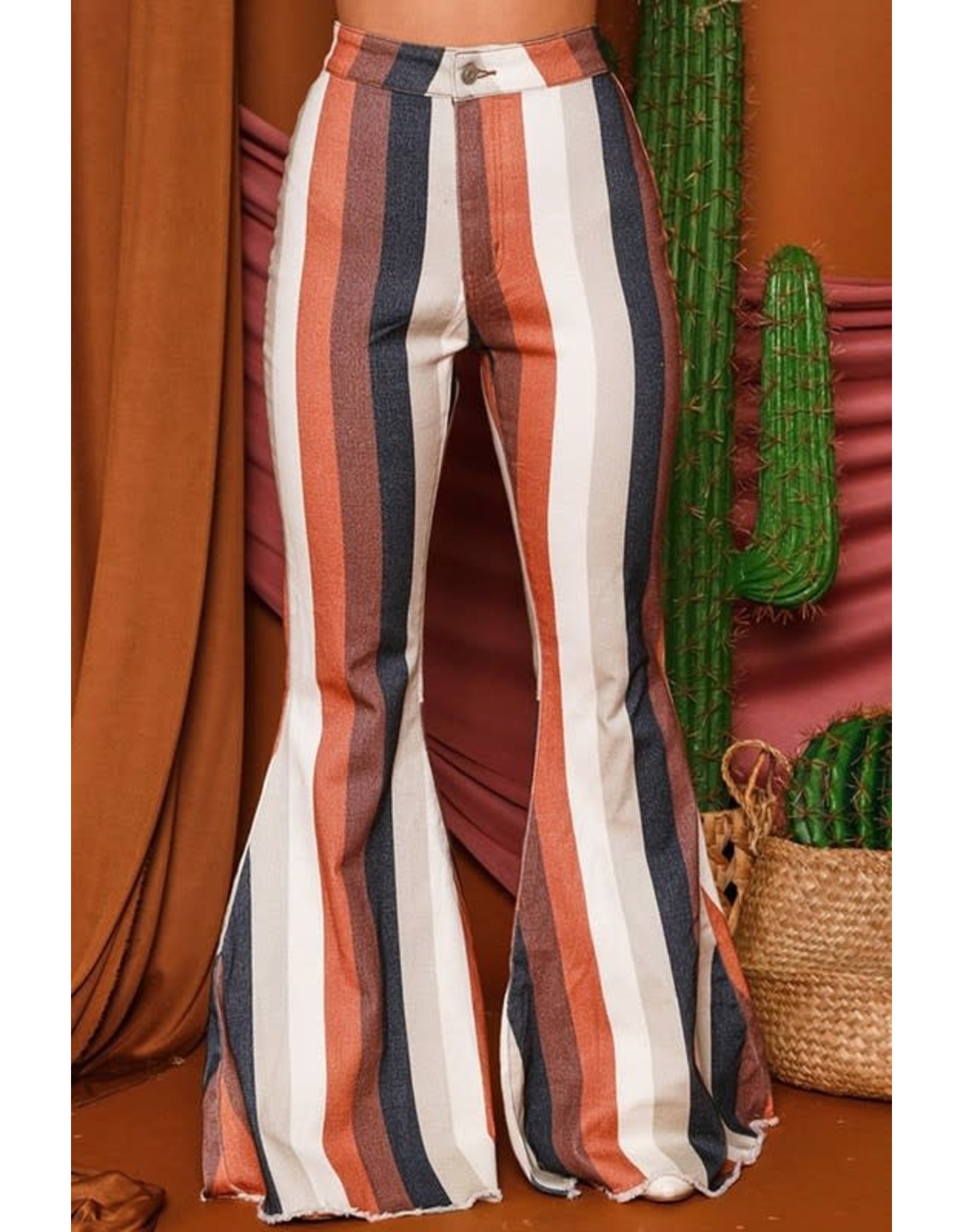 striped bell bottom pants