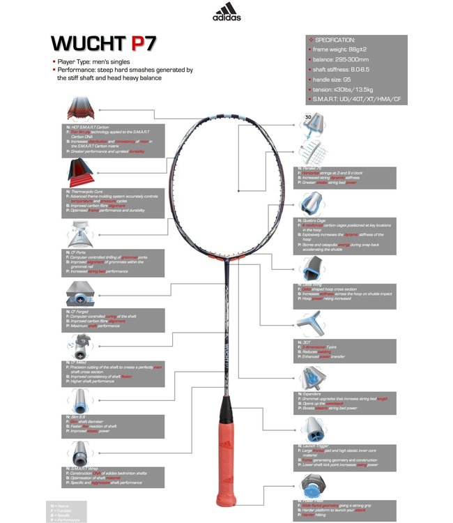 adidas Wucht P7 Badminton Racket @ Lowest Price