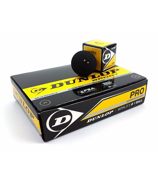 Dunlop Pro Double Yellow Squash ball- box of 12