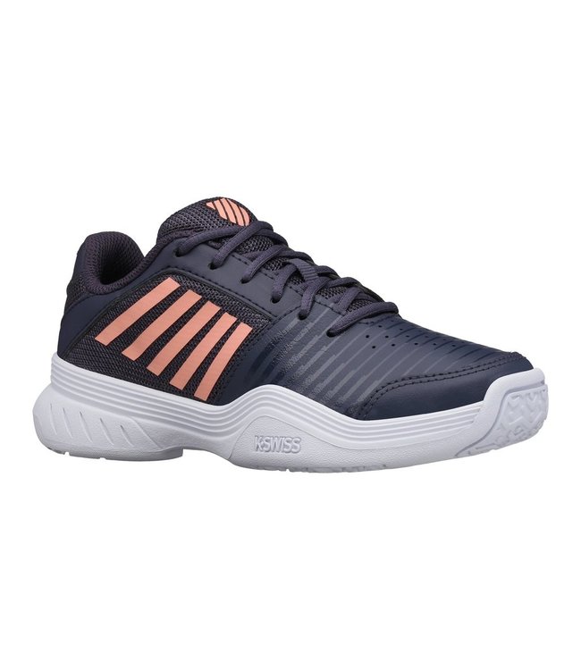 K-Swiss V Court Express OMNI Junior Tennis Shoe - Peach/Gray @ Lowest Price