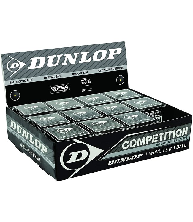 Dunlop Competition Single Yellow Dot Squash Ball (Box of 12)