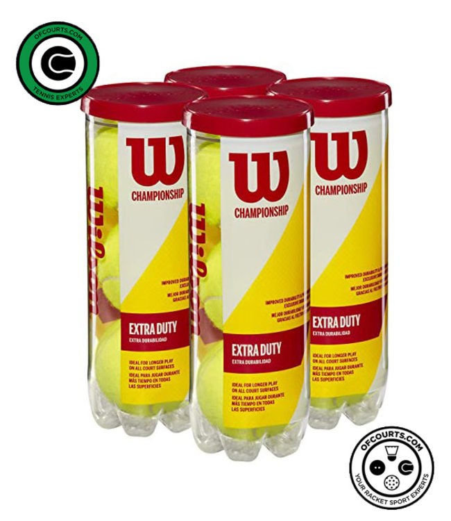 Wilson Tennis Balls 4-Pack Can Yellow, Champ Extra Duty for All Surfaces 